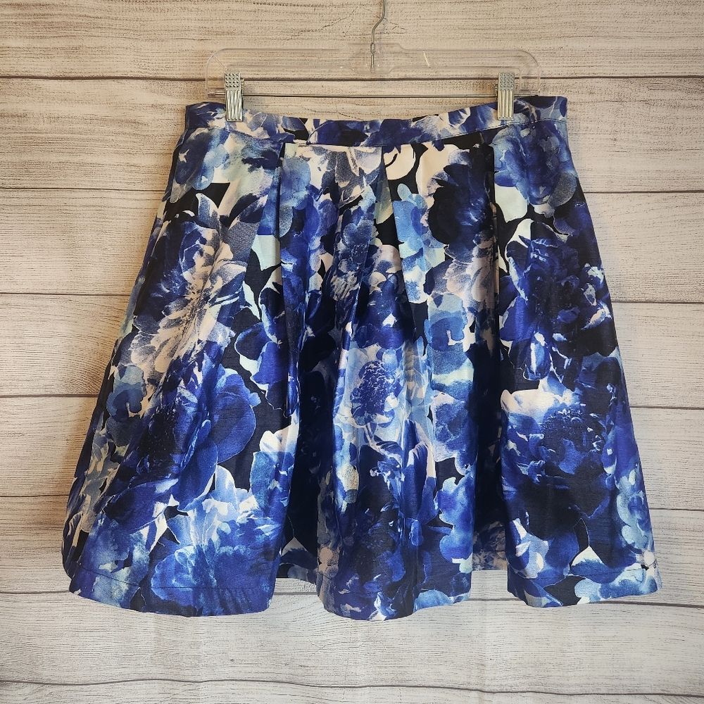 My Michelle 15 Blue Floral Skirt Juniors Fit Flare Boho Chic Mini